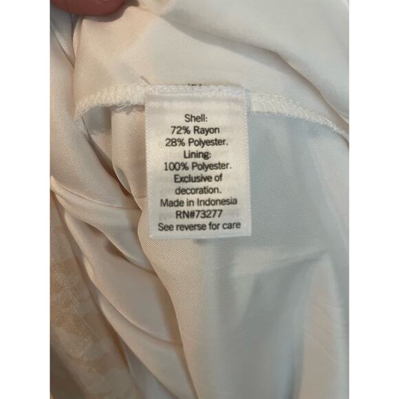 NWT Nine West Maxi Dress with Elastic waist. White and tan print. Size large. - Picture 6 of 7